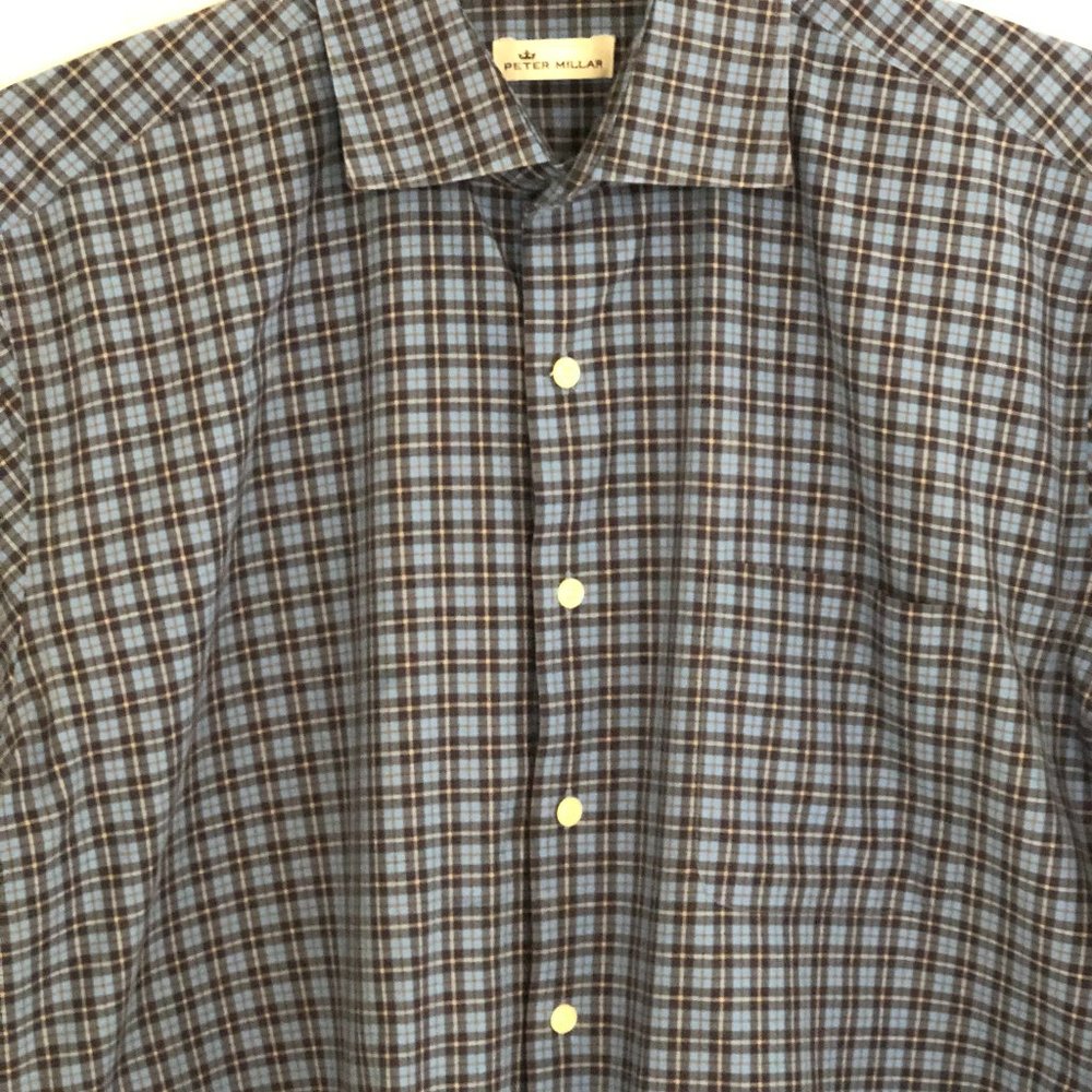 FINAL PRICE! Gorgeous Blue Peter Millar Shirt Size Large w/Pocket Retail $145